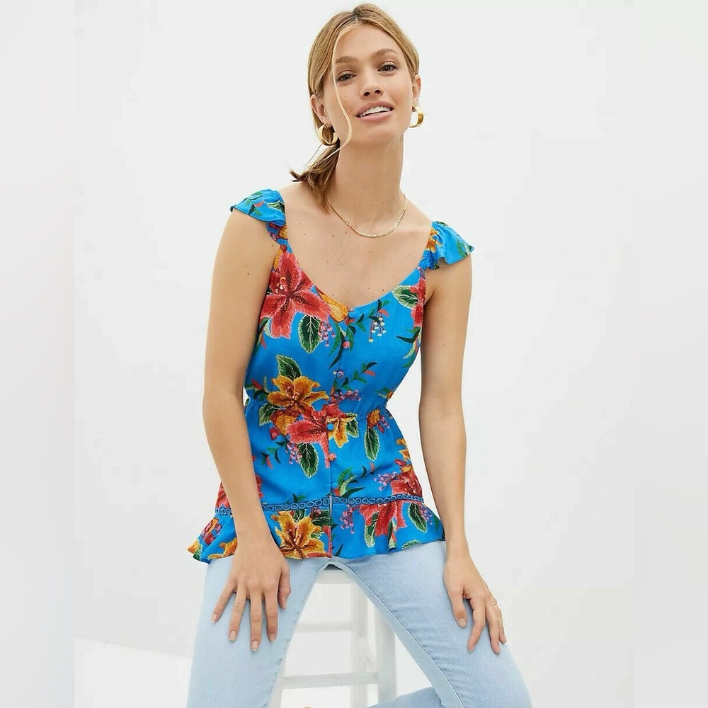 FARM Rio Ruffle Button Front Tank Top XS